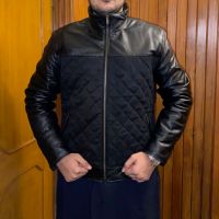 Leather and quilted stitched jacket